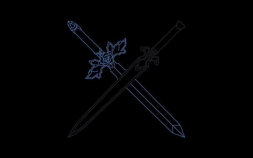 Blue Rose and Night Sky Sword Resolution , Artist , , and Background, Minimalist Sword HD wallpaper