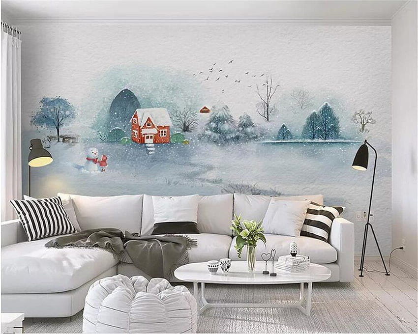 beibehang custom made watercolor hand painted ink landscape forest children's room background wall 3D . HD wallpaper