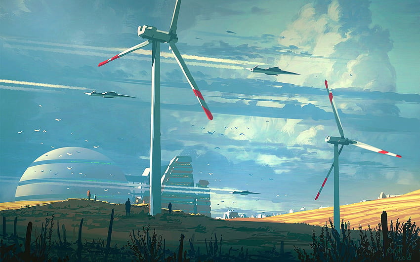 Windkraftanlage, Windmühle HD-Hintergrundbild