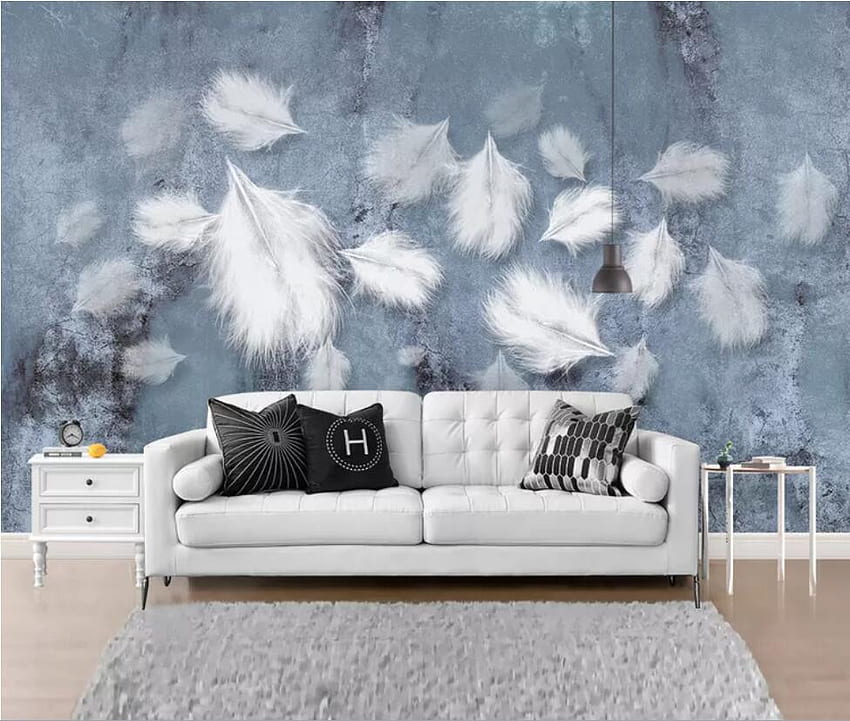 Nordic modern simple aesthetic white feather texture art, Aesthetic Room HD wallpaper