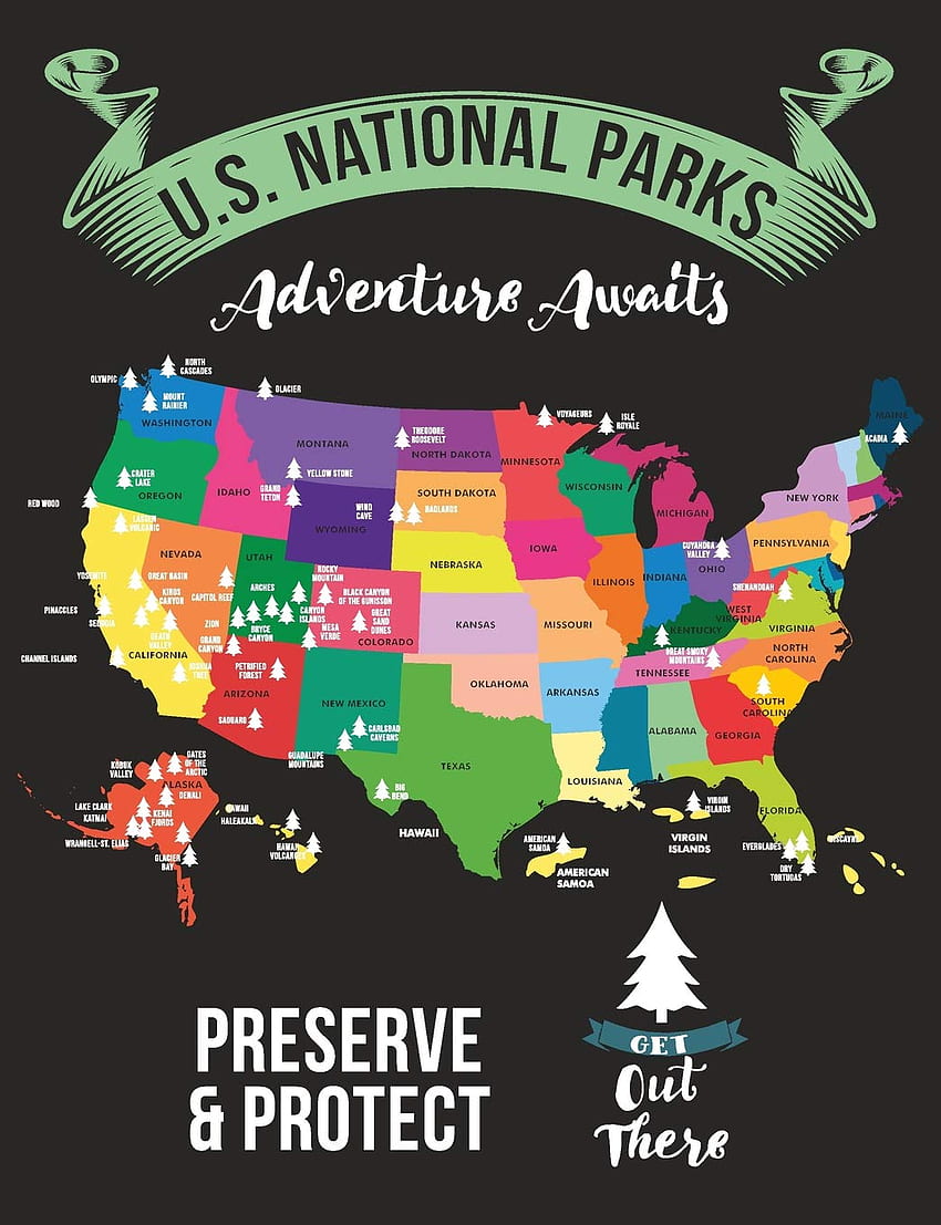 U.S. National Parks Adventure Awaits - Preserve & Protect Get Out There: Blank Journal With College Ruled Line Paper - Map Of United States Notebook: Publisher, Fresan: 9781097900176: Books HD phone wallpaper