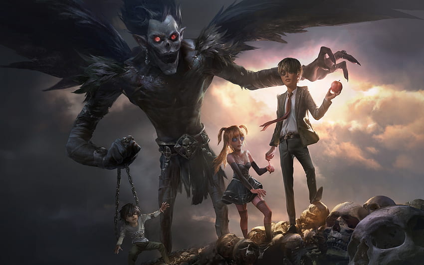 Death Note, Ryuk, Light Yagami, Amane Misa, L Lawliet, Death Note characters, japanese manga, anime characters HD wallpaper