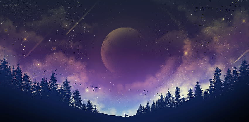 Moon Fox Galaxy , Artist, , , Background et, Cute Moon Galaxy Fond d'écran HD