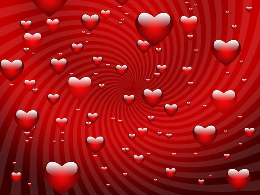 バレンタインデーカードの背景.jpg、渦巻き、楽しい、愛、赤、心 高画質の壁紙