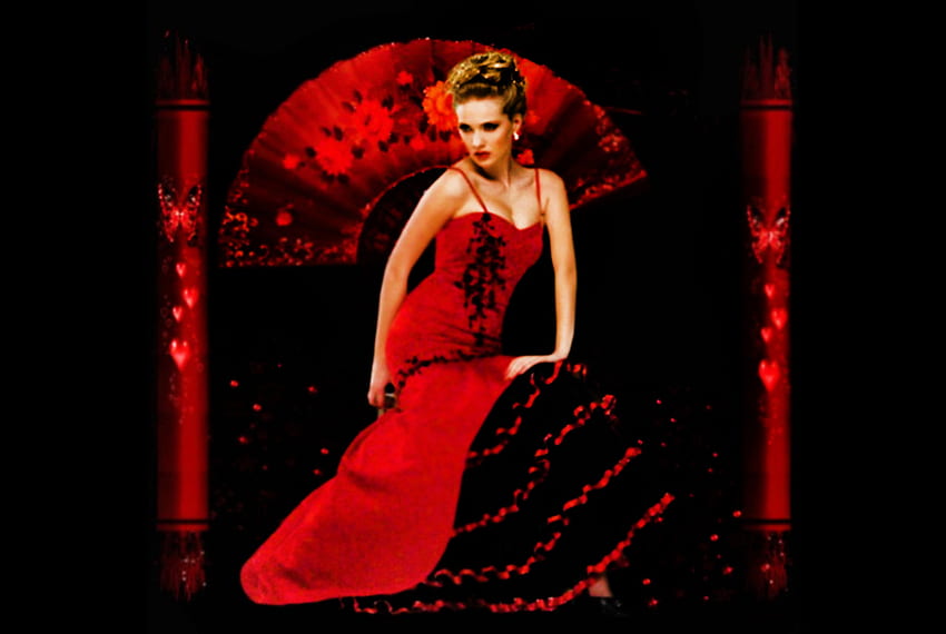 kırmızılı modeller, elbise, kadın, kırmızı HD duvar kağıdı