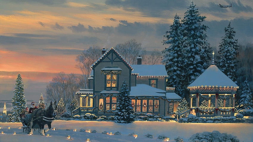 Liburan liburan selamat natal ajaib. . 540167. UP, Rumah Natal Wallpaper HD