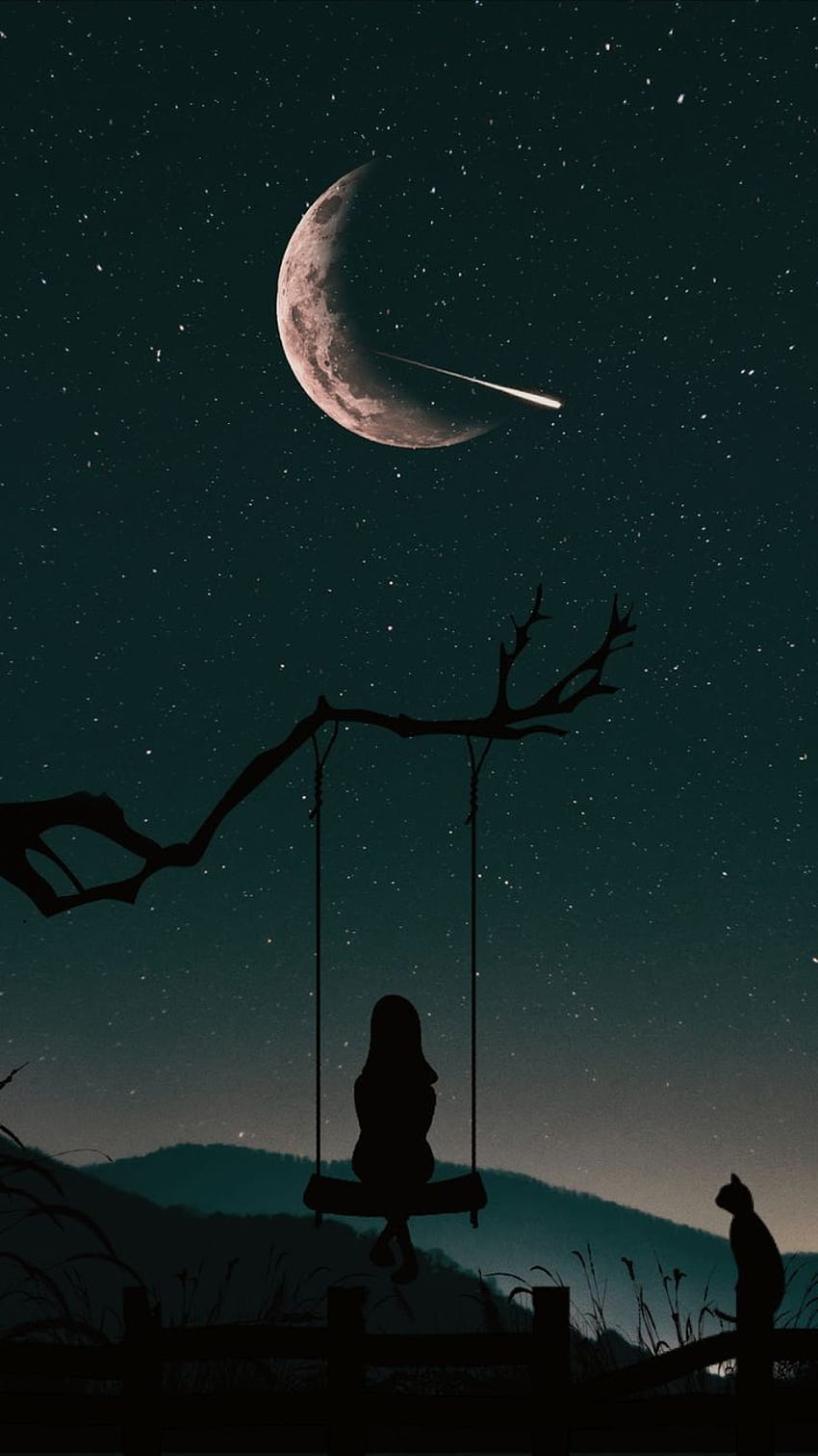 Solitario nel cielo notturno Sfondo del telefono HD