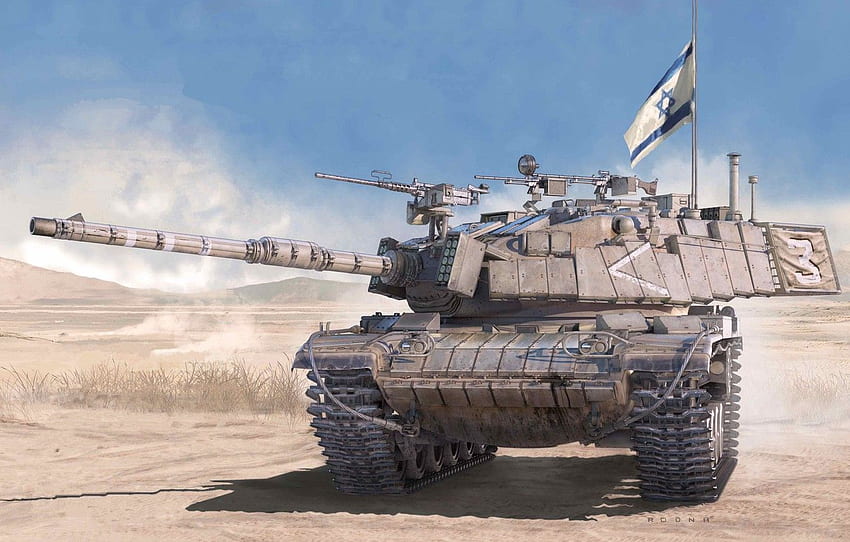 флаг, изкуство, танк, IDF, израелски основен боен танк HD тапет