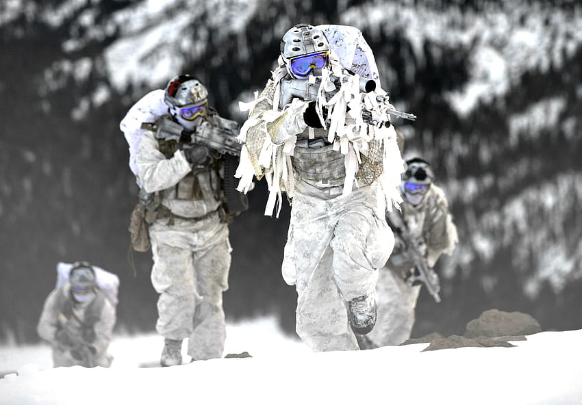 People military Navy SEALs winter snow Mk 18 Mod 0 FN SCAR HD wallpaper