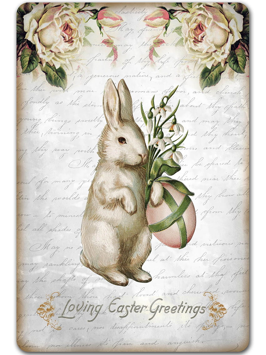 Karta Shabby Easter Bunny do druku Cute Bunnies Digital. Etsy w 2021 r. Vintage kartki wielkanocne, karty z króliczkiem wielkanocnym, nadruki wielkanocne Tapeta na telefon HD