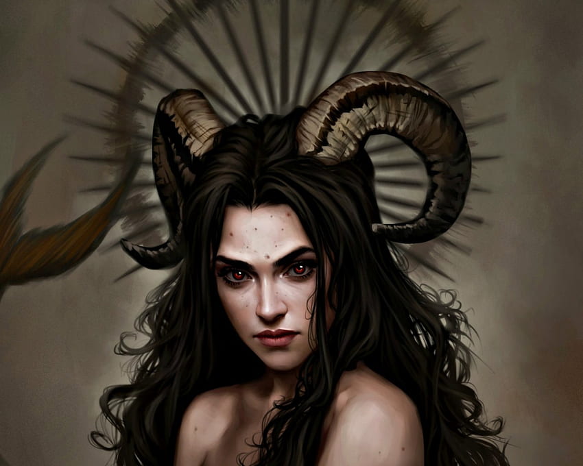 Zodiac ~ Capricorn, Capricorn, Horn, Art, Girl, Dark, Woman, Fantasy ...