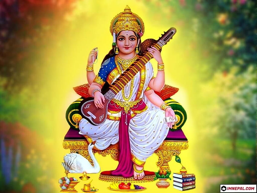 Diosa hindú Saraswati Mata, Saraswati Puja fondo de pantalla