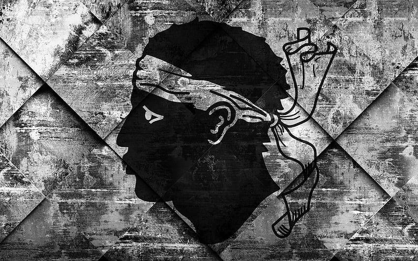 Bandeira da Córsega, arte grunge, losango papel de parede HD