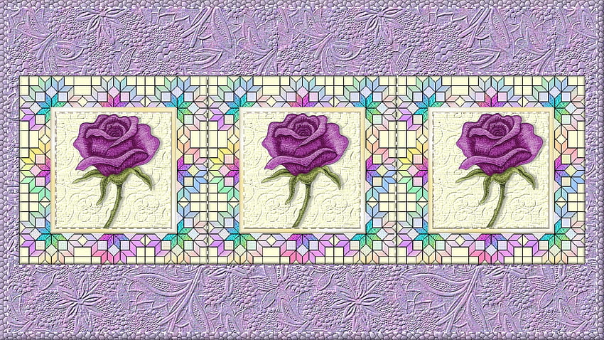 Deep Purple, stitch, purple, quilt, flower HD wallpaper