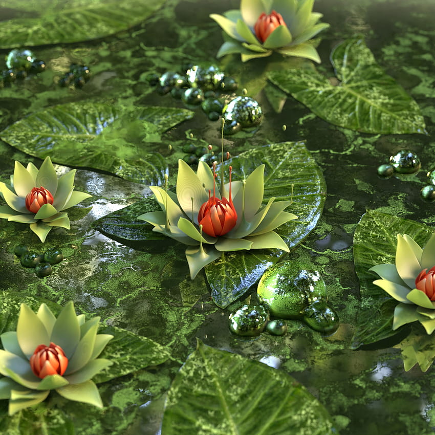 Lotus, Flor, 3D, Lirio De Agua fondo de pantalla del teléfono