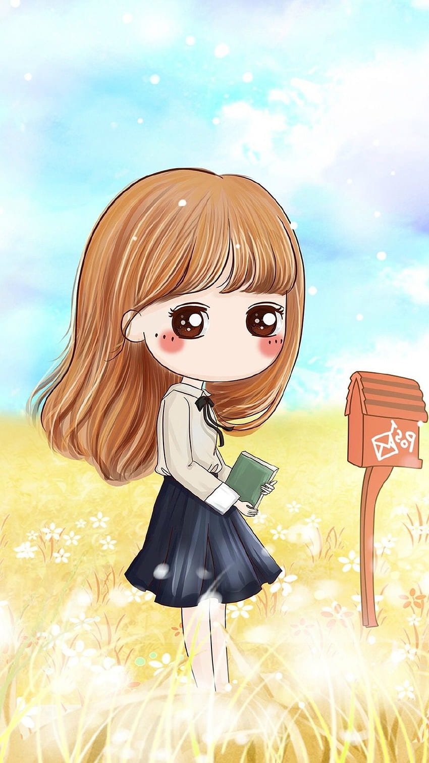 Cute Cartoon Girl, Lovely, Adorable HD phone wallpaper | Pxfuel