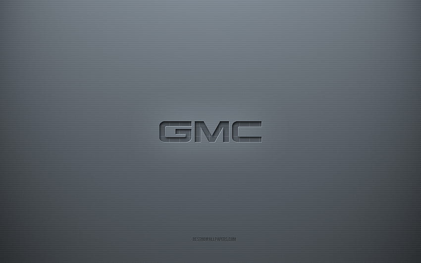 GMC logo, gray creative background, GMC emblem, gray paper texture, GMC, gray background, GMC 3d logo HD wallpaper