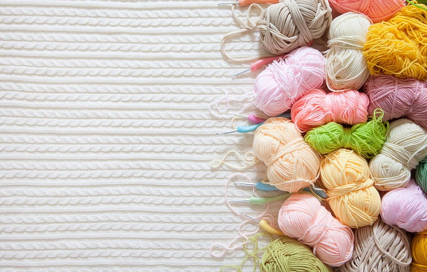 background, spokes, balls, hooks, knitting, yarn, Wool HD wallpaper