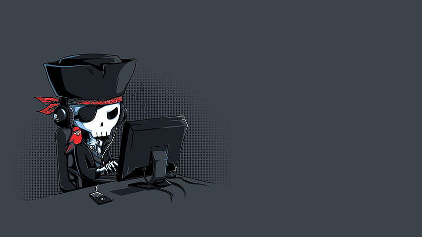 пирати, Компютър, Скелет, Минимализъм, Череп / и Mobile &, Готин минималистичен скелет HD тапет