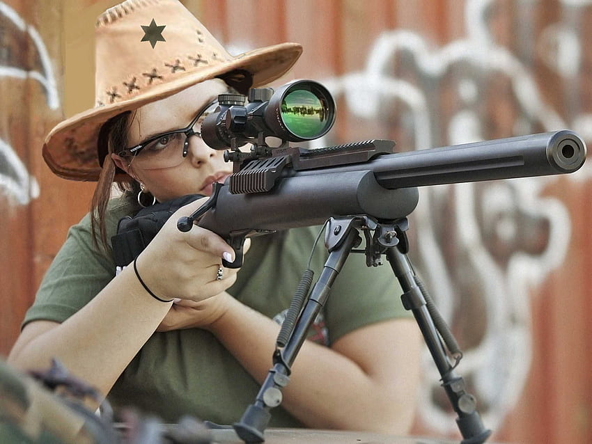 Cowgirl Sniper, Militär, Spaß, Gewehre, Waffen, Zielfernrohre, schön, berühmt, Cowgirls, NRA, Scharfschützen, Frauen, weiblich HD-Hintergrundbild