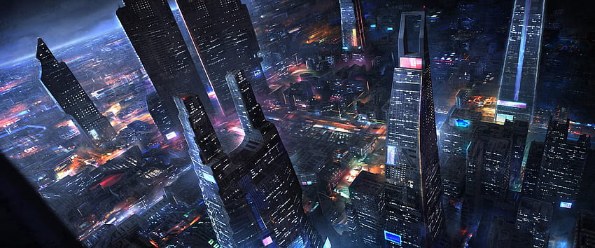 bâtiment de la ville science-fiction ville futuriste Fond d'écran HD
