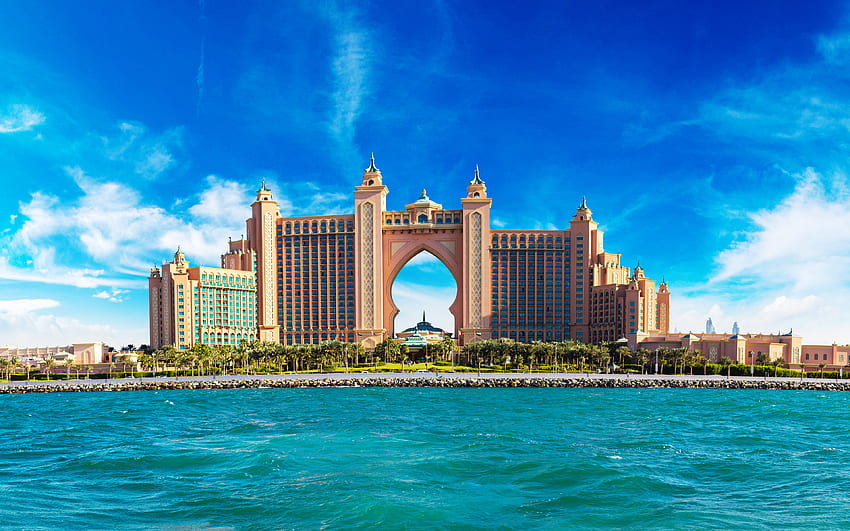 Atlantis Hotel, Dubai, Emirados Árabes Unidos, verão, mar, hotéis de luxo com resolução. Alta qualidade papel de parede HD
