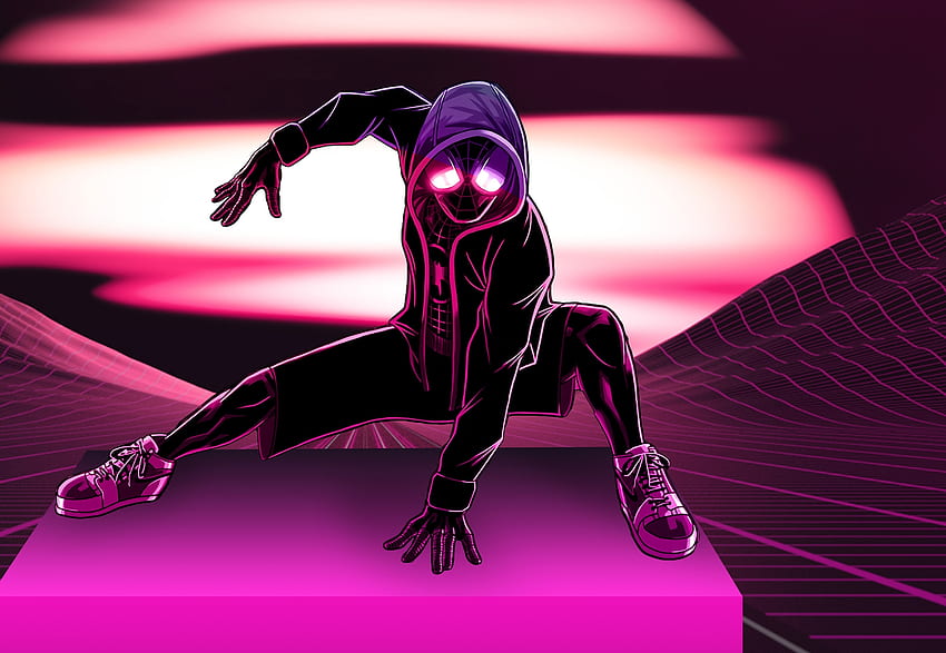Neon art, spider-man, black, artwork HD wallpaper
