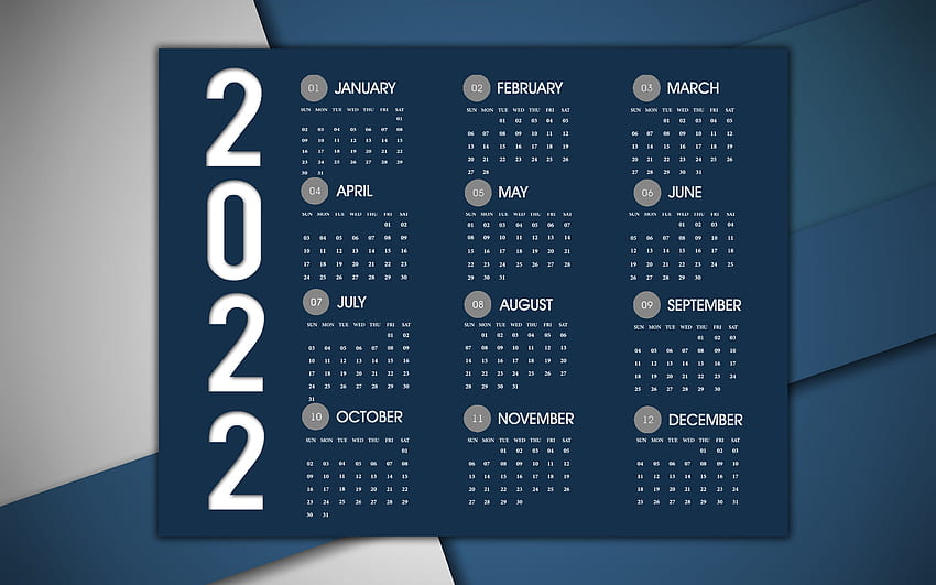 2020 Calendar, blue background, 2020 blue calendar, stylish background, 2020 concepts, creative art, 2020 Calendar all months HD wallpaper