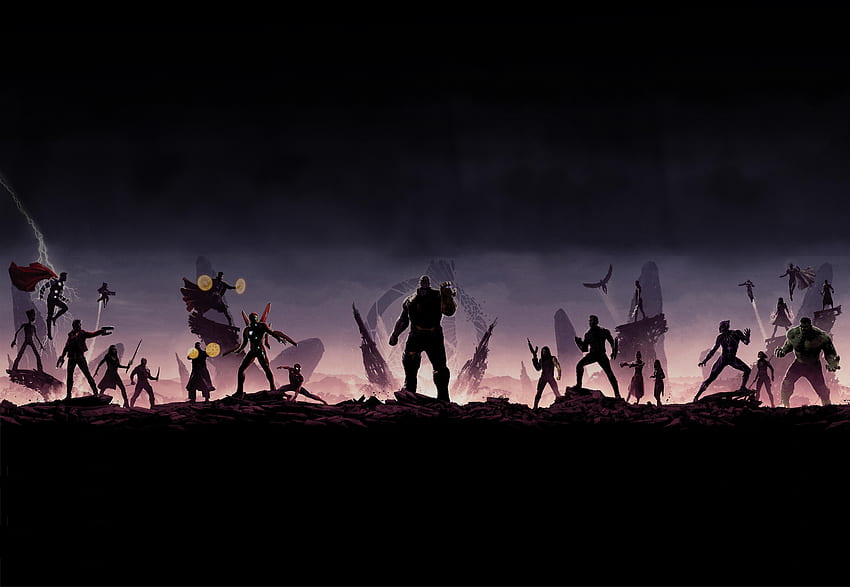 Avengers: infinity war, superhero, villain, Thanos, silhouette, artwork HD wallpaper