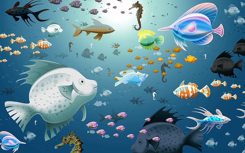 Textures, Fishes, Texture, , Drawing, Underwater World HD wallpaper