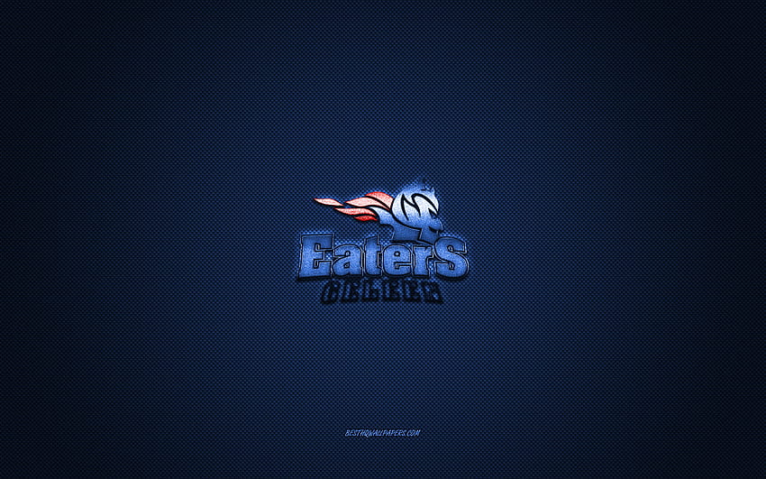 Eaters Limburg, Dutch hockey club, blue logo, blue carbon fiber background, BeNe League, hockey, Geleen, Netherlands, Eaters Limburg logo HD wallpaper