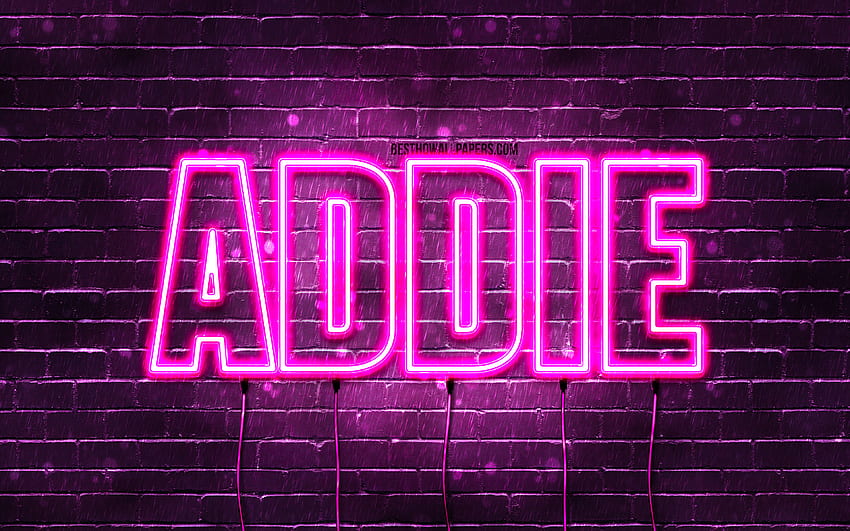 Happy Birtay Addie, , lampu neon merah muda, nama Addie, kreatif, Addie Happy Birtay, Addie Birtay, nama wanita Prancis populer, dengan nama Addie, Addie Wallpaper HD