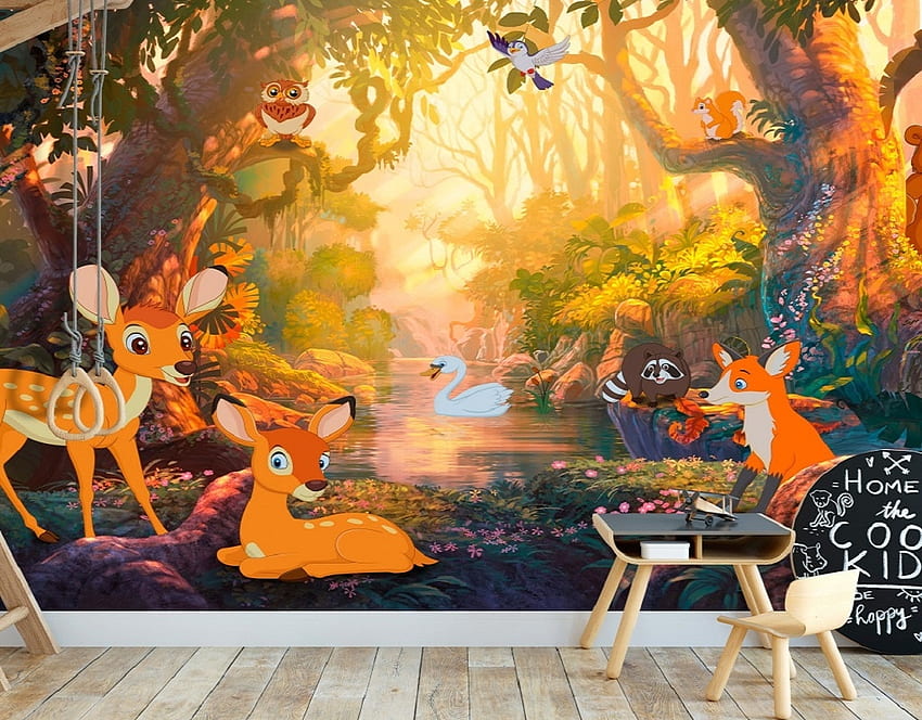 Childern Hayvanlar geyik karaca, geyik karaca, orman, çocuklar, hayvanlar HD duvar kağıdı