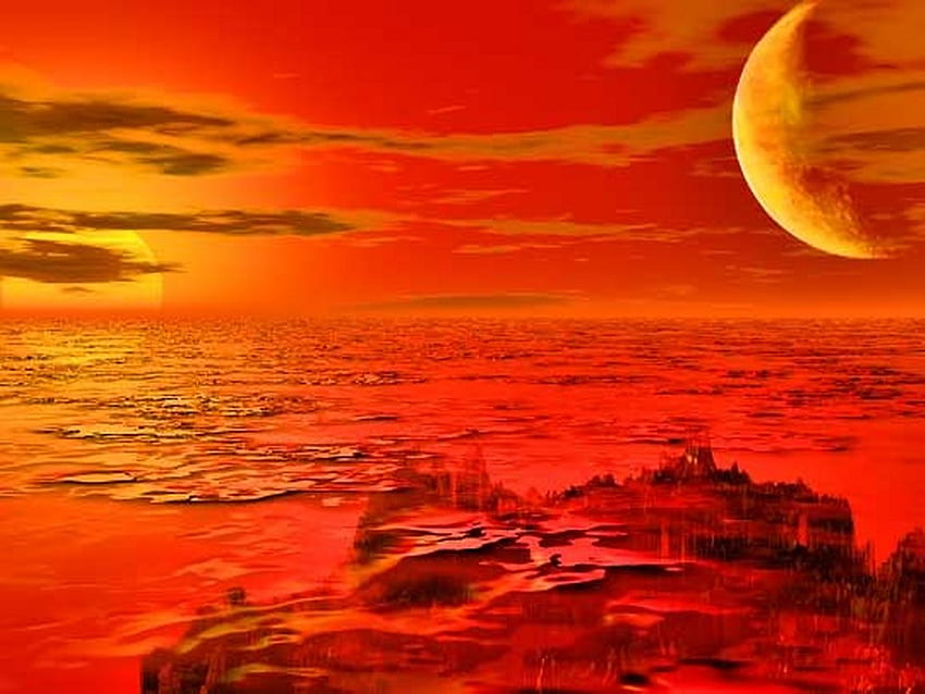 Marte ou Terra, céu vermelho, cg, superfície vermelha do planeta papel de parede HD