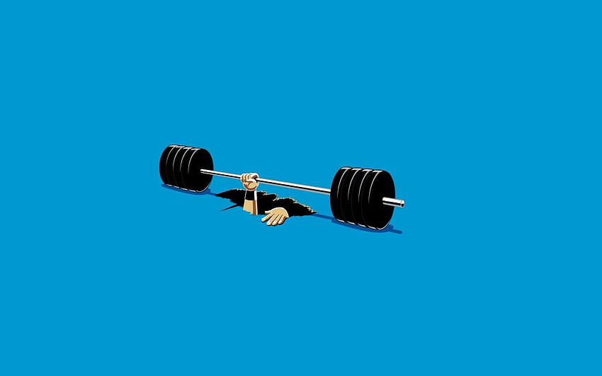 Funny Weight Lifting Accident Illustration HD wallpaper
