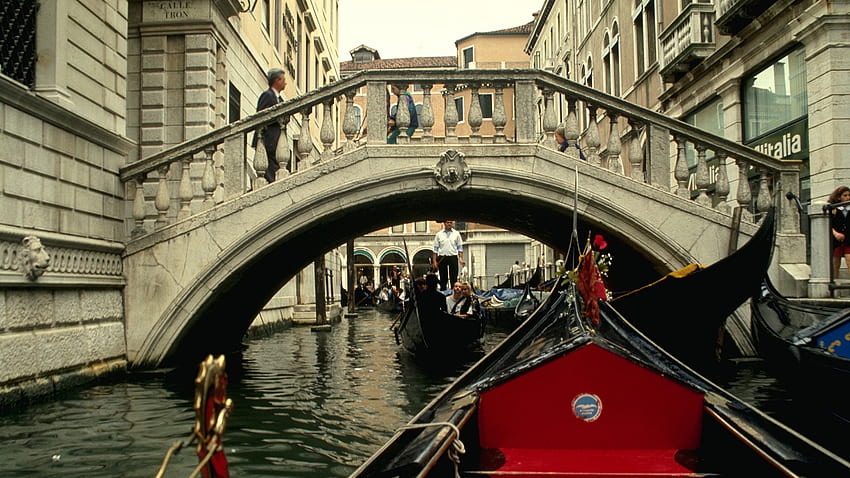 italy venice gondola venetian canals bridge atraksi perjalanan, Latar Belakang, Perjalanan Italia Wallpaper HD