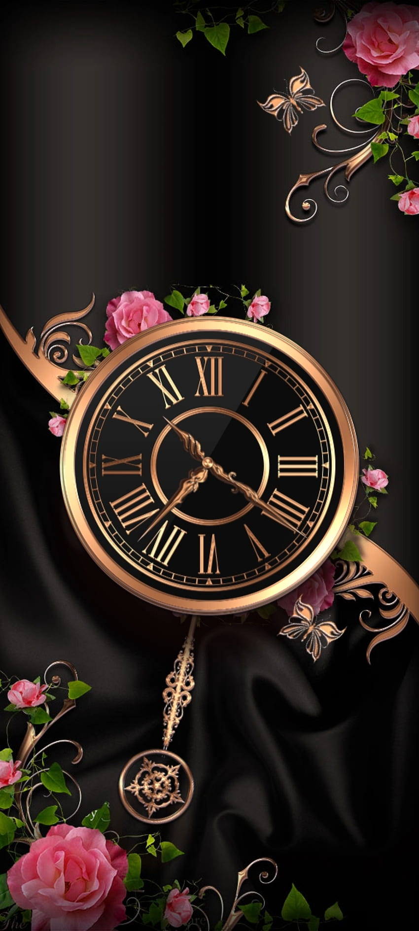 Retro gold Silk Clock, Flower, Beautiful, Luxury, Rose, Premium, Golden HD  phone wallpaper | Pxfuel