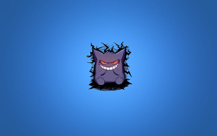 pokemon pokemon gengar azul púrpura sonrisa minimalismo fondo de pantalla