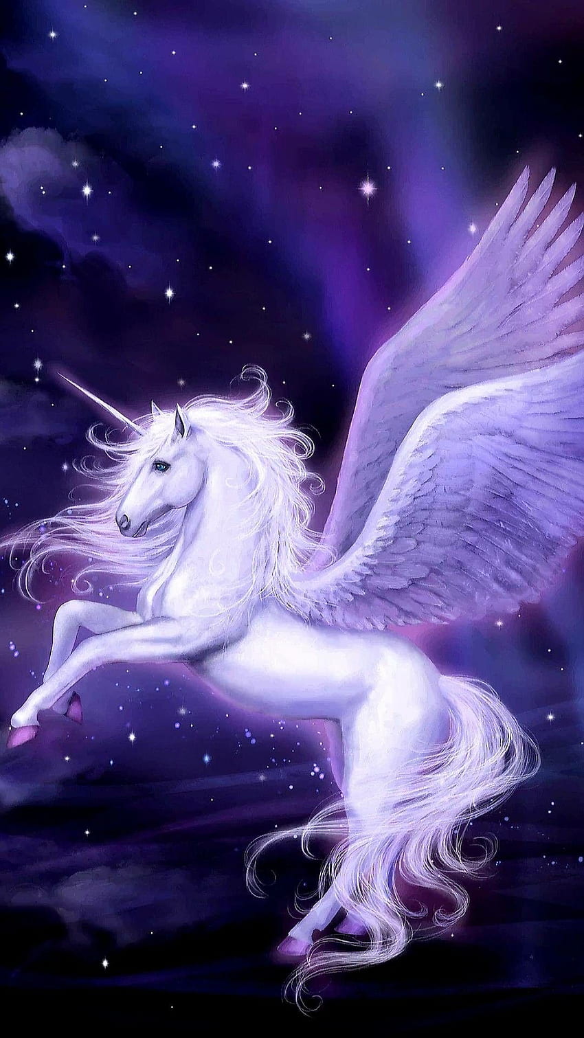 Unicorno Pegaso. Simpatiche creature fantastiche, arte di creature mitiche, fantasia di unicorno, bella mitica Sfondo del telefono HD