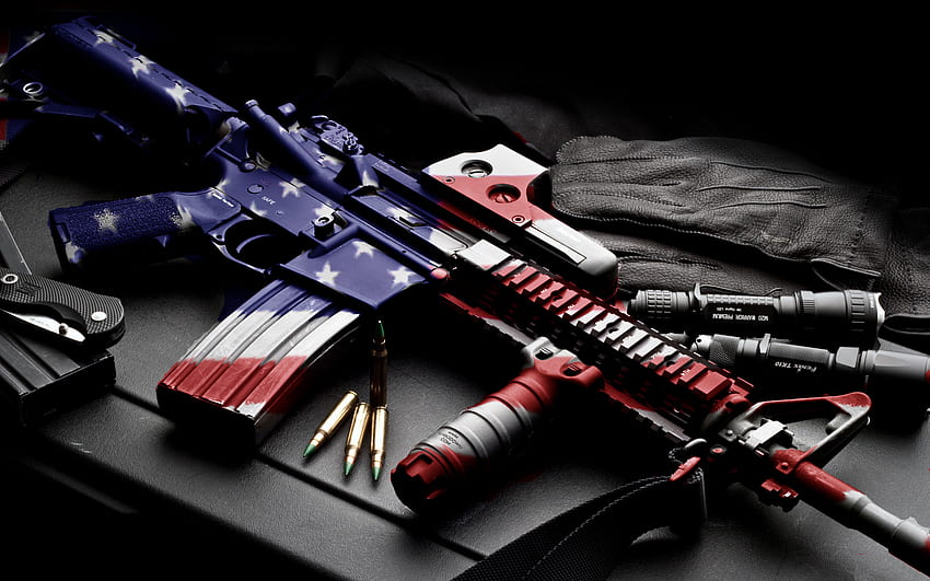 미국 미국 총 mech 기계 총알 탄약 탄약 플래그입니다. HD 월페이퍼