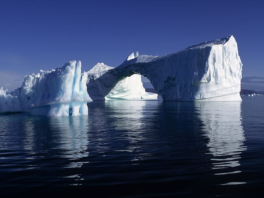 Floe Selatan, biru, putih, lengkungan, gunung es, air, es Wallpaper HD