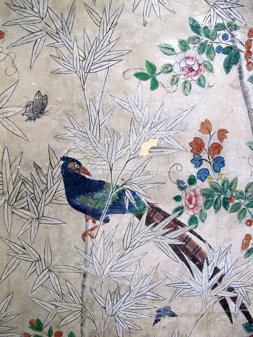 18th Century Chinese Screen with Bamboo and Birds 2, Chinese Bamboo Art HD phone wallpaper