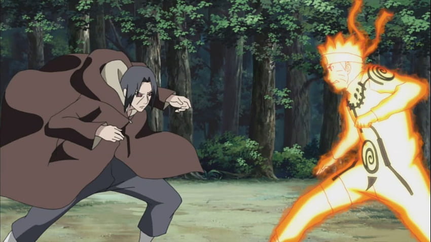 Naruto und Biene gegen Itachi und Nagato – Naruto Shippuden 298. Tägliche Anime-Kunst HD-Hintergrundbild