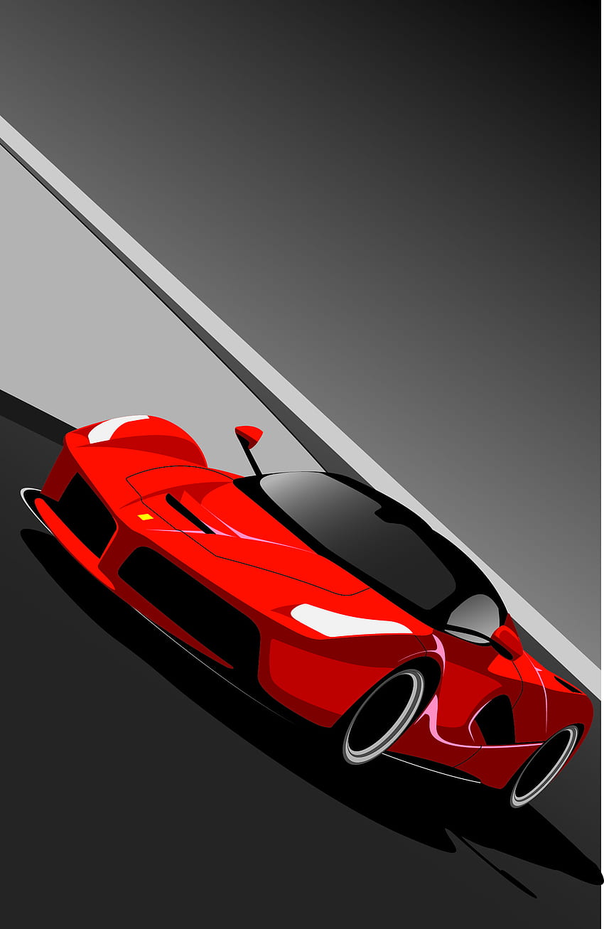 Ferrari-Zeichnung. Automobilgrafik, Autokarikatur, Autoillustration, Autokarikatur HD-Handy-Hintergrundbild