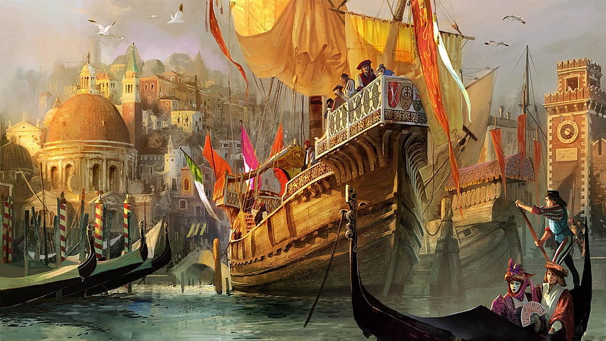Ships fantasy art artwork medieval 189947 [] for your , Mobile & Tablet. Explore Renaissance Art . Italy , Italy and, Italian Painting HD wallpaper