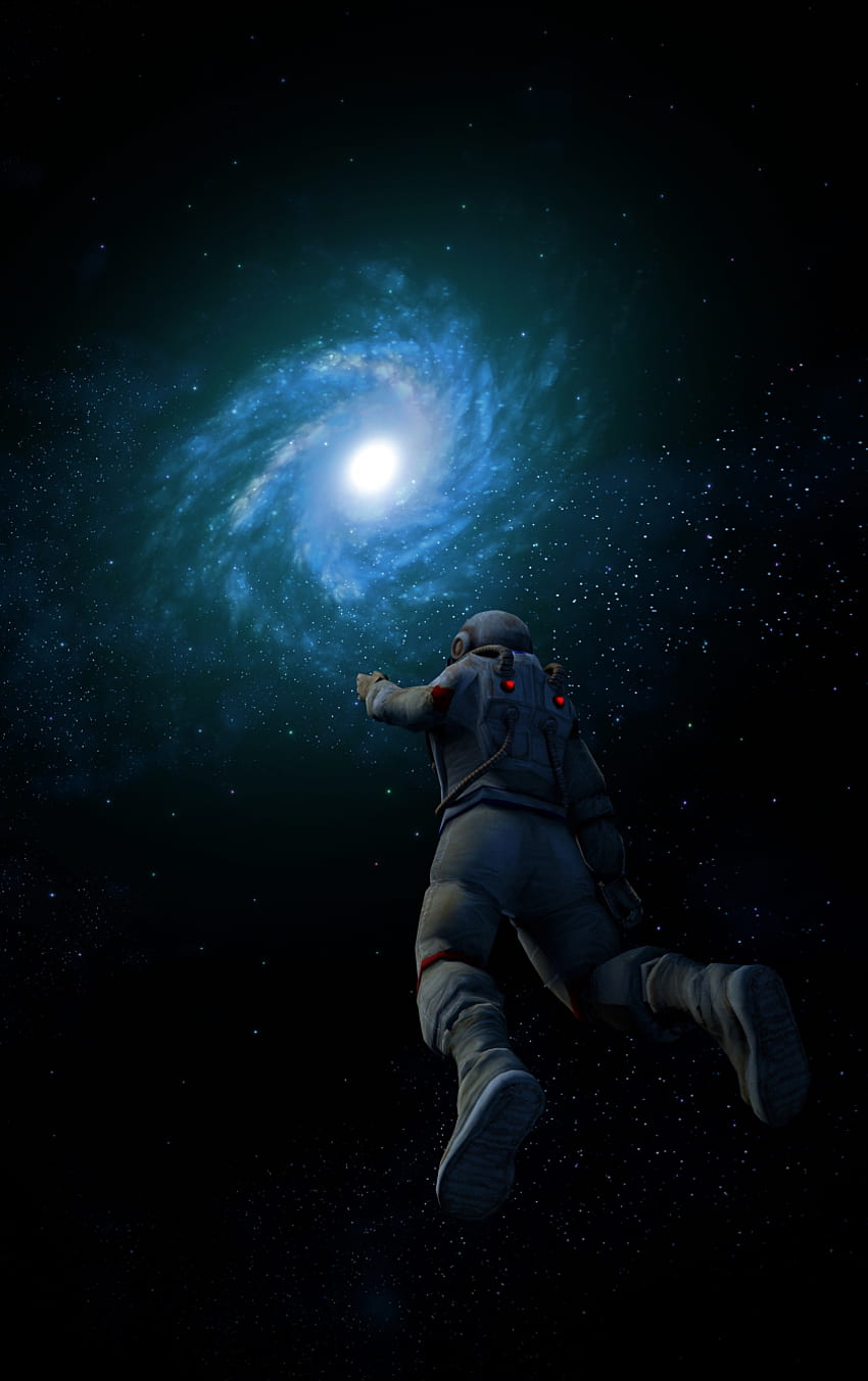 astronauta, galassia a spirale, nebulosa, cosmo universo, scuro, iphone 5, iphone 5s, iphone 5c, ipod touch, , , 5537 Sfondo del telefono HD