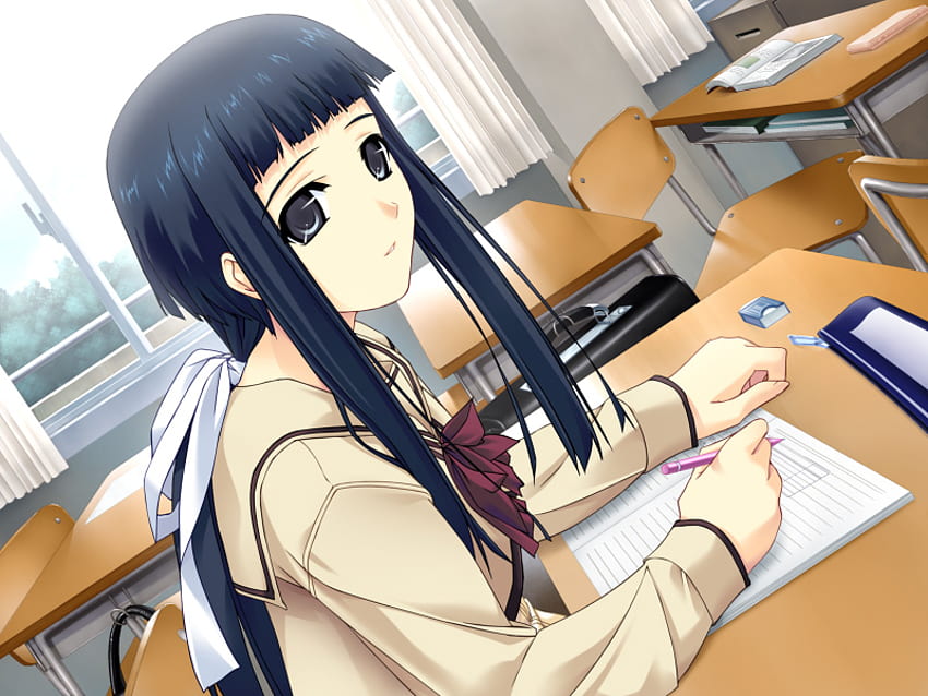 Anime-Schulmädchen, blau, Anime-Mädchen, blaue Augen, Anime, Schulmädchen HD-Hintergrundbild