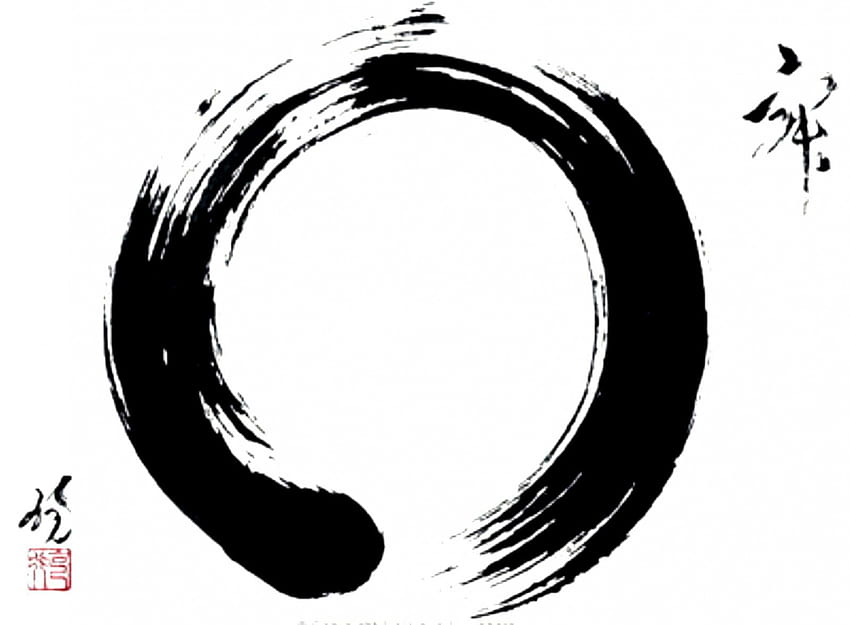 Дзен калиграфия - дзен кръг, Япония, работа с четка, изкуство, дзен, калиграфия, дзен будизъм HD тапет