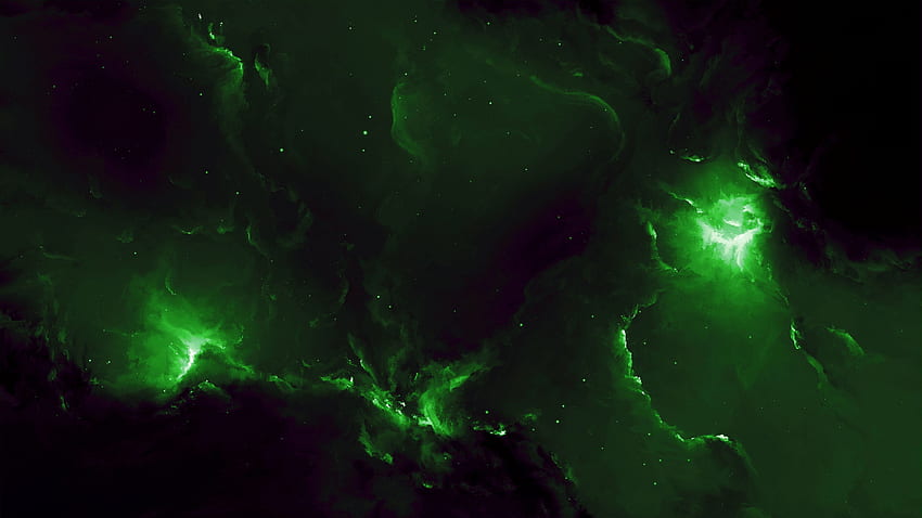 Zielona przestrzeń, ciemnozielona galaktyka Tapeta HD