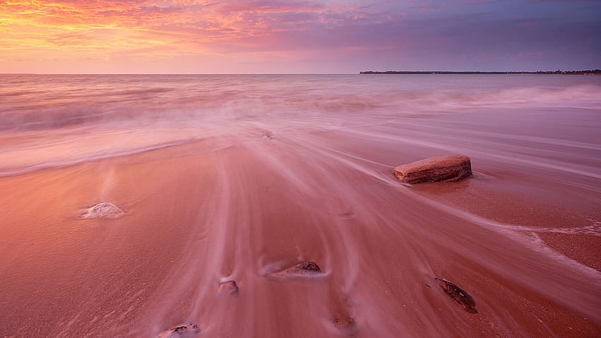 Pink sand at sunset, Pink Sand Beach HD wallpaper